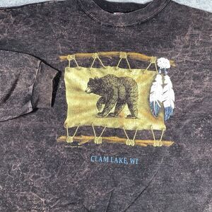 Clam Lake Black Sweatshirt with Bear Print